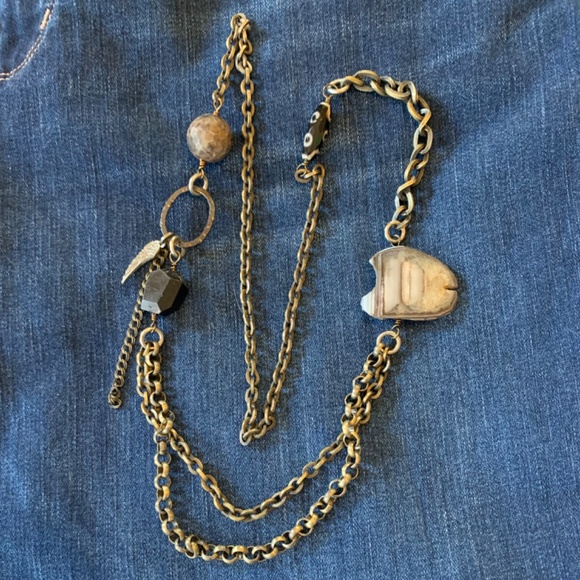 Unique Statement necklace w/ semi precious stones - Picture 8 of 9